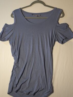 Jennifer Lopez Cold-Shoulder Scoop Neck Tank in Dusty Blue